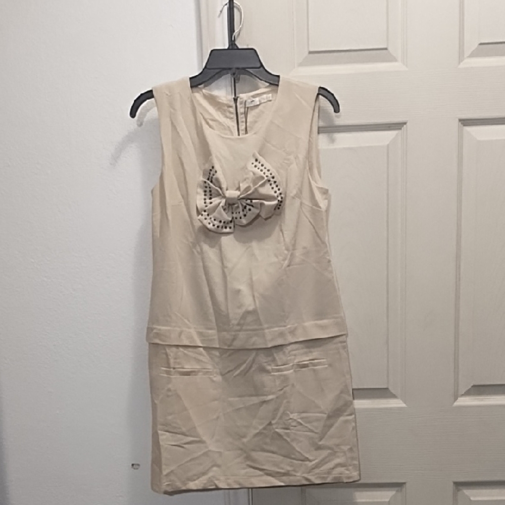 See You Soon Elegant Cream Sleeveless Dress